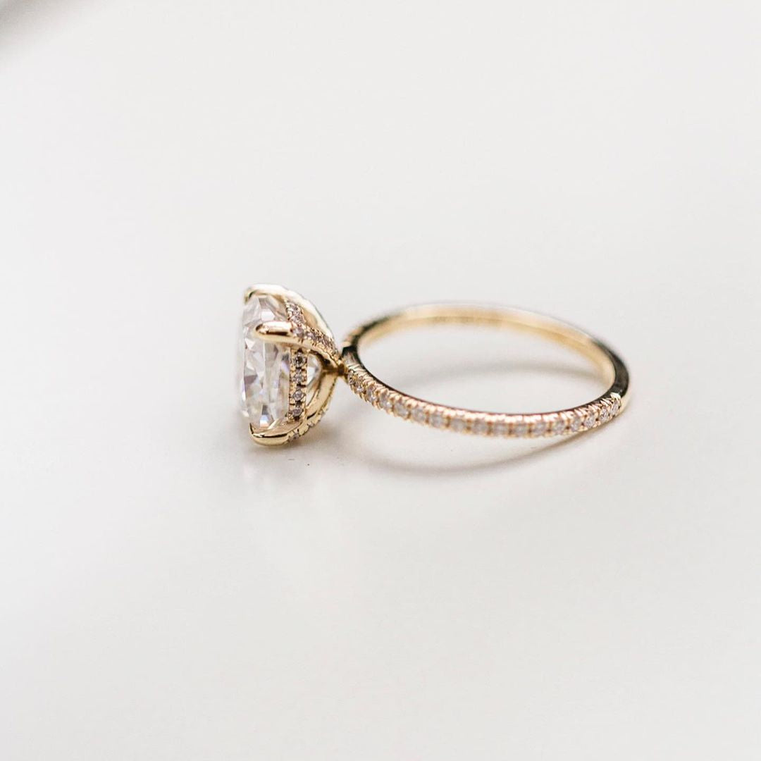 2.8 CT Cushion Pave Lab Grown Diamond Engagement Ring