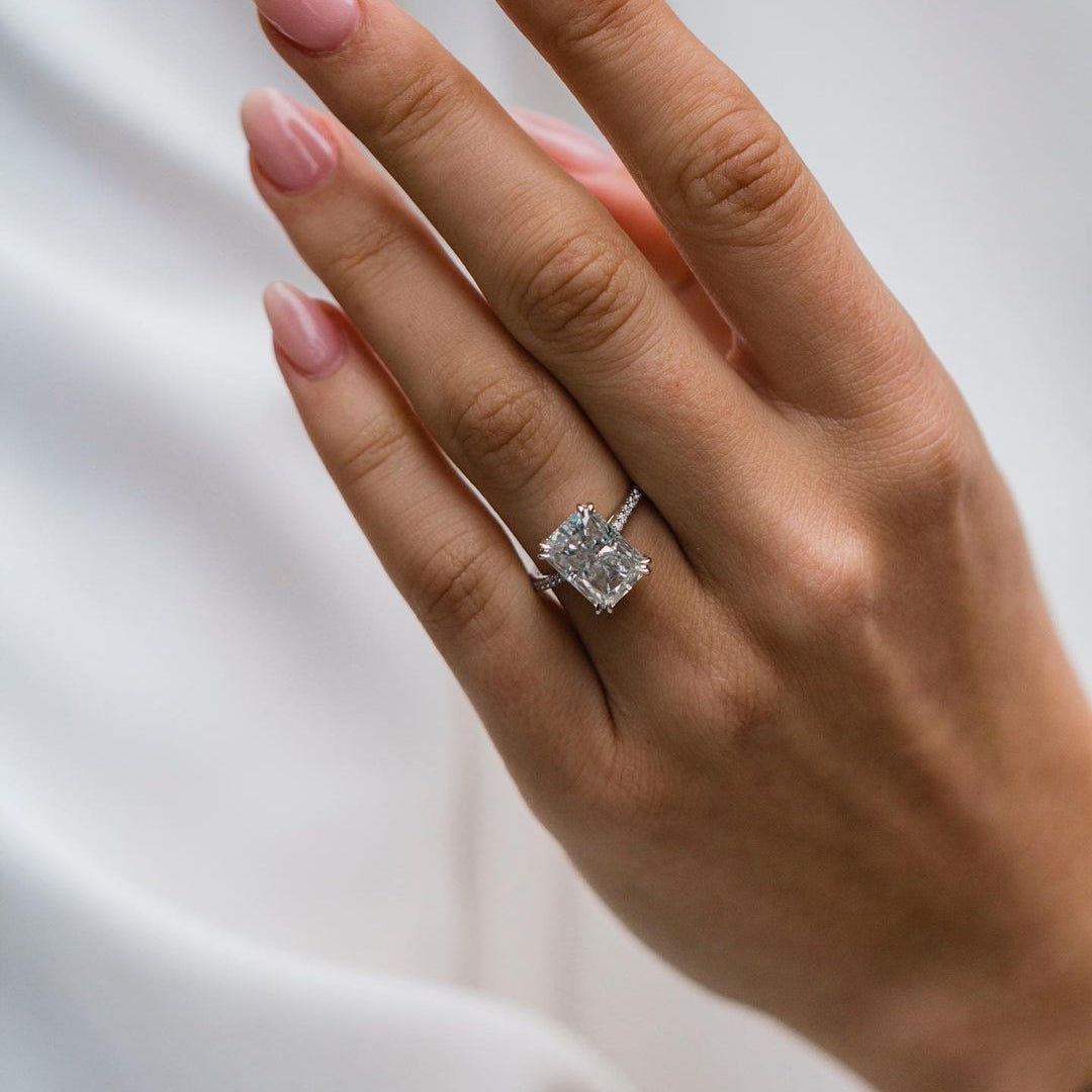 4.1 CT Radiant Pave Lab Grown Diamond Engagement Ring