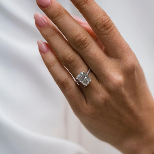 4.1 CT Radiant Pave Lab Grown Diamond Engagement Ring