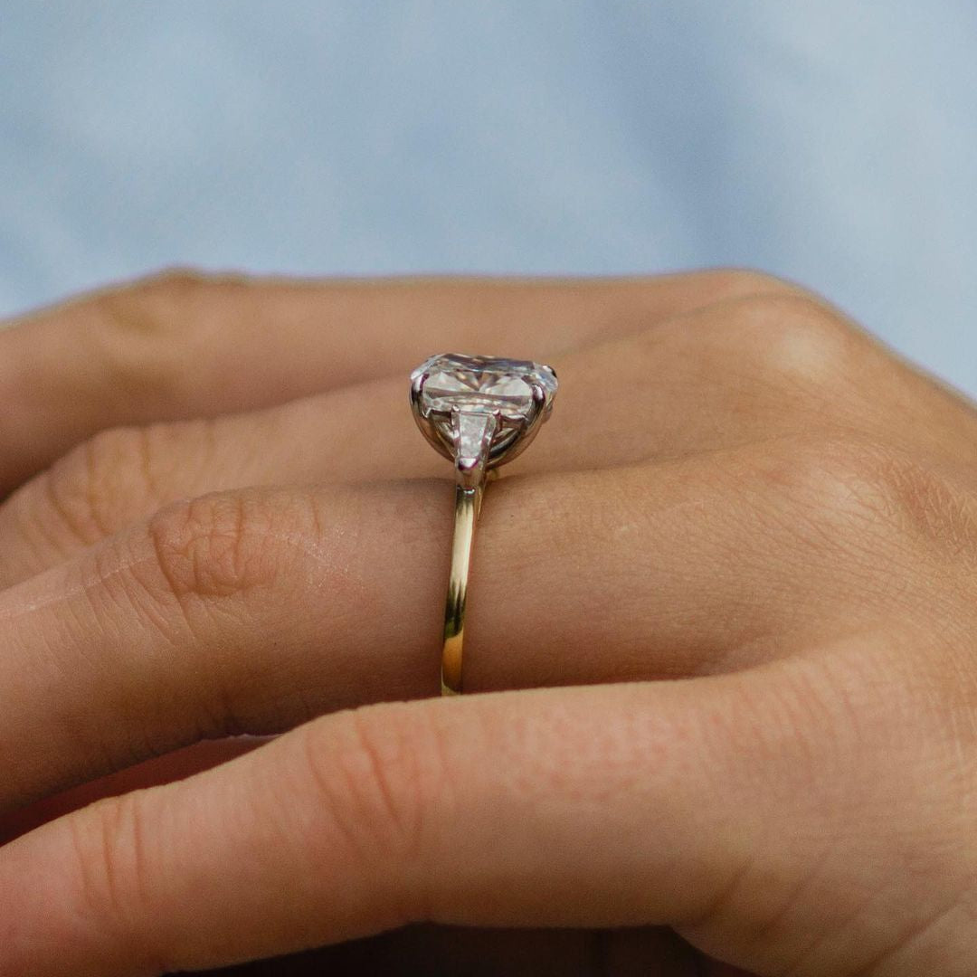 3.15 CT Cushion Three Stone Lab Grown Diamond Engagement Ring