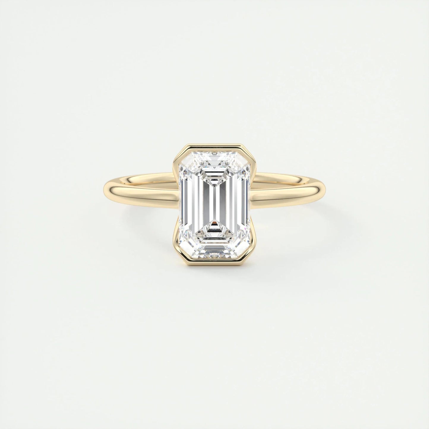 1.91 CT Emerald Half Bezel Solitaire Moissanite Engagement Ring