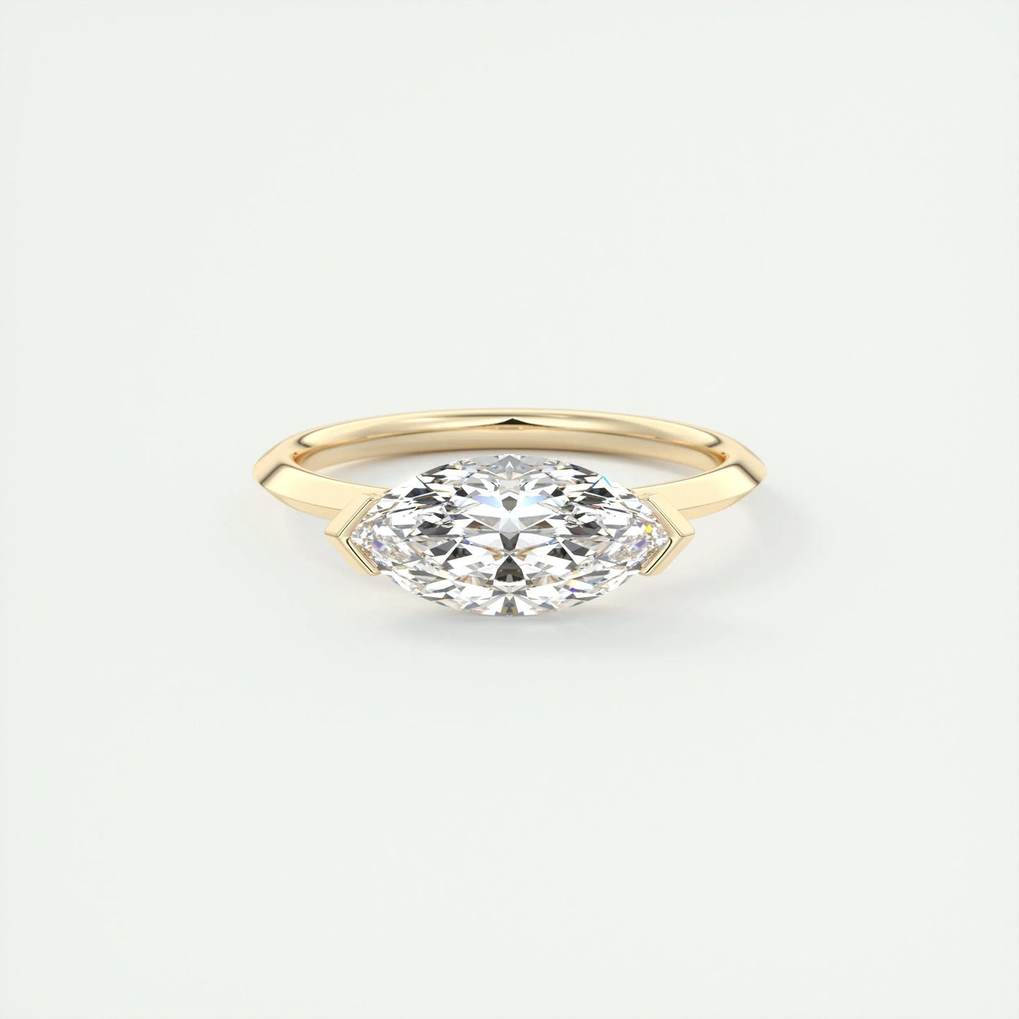 1.98 CT Marquise Half Bezel Solitaire Moissanite Engagement Ring