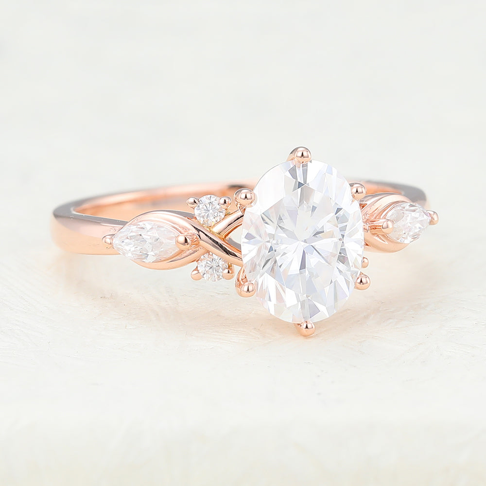 1.33 CT Oval Cluster Lab-Grown Diamond Engagement Ring