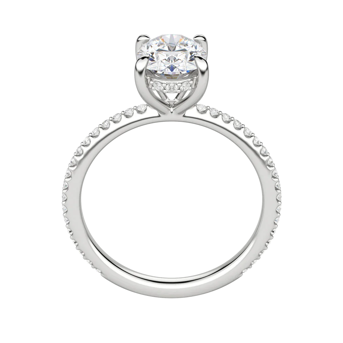 1.91 CT Oval Solitaire Moissanite Engagement Ring With Pave Setting