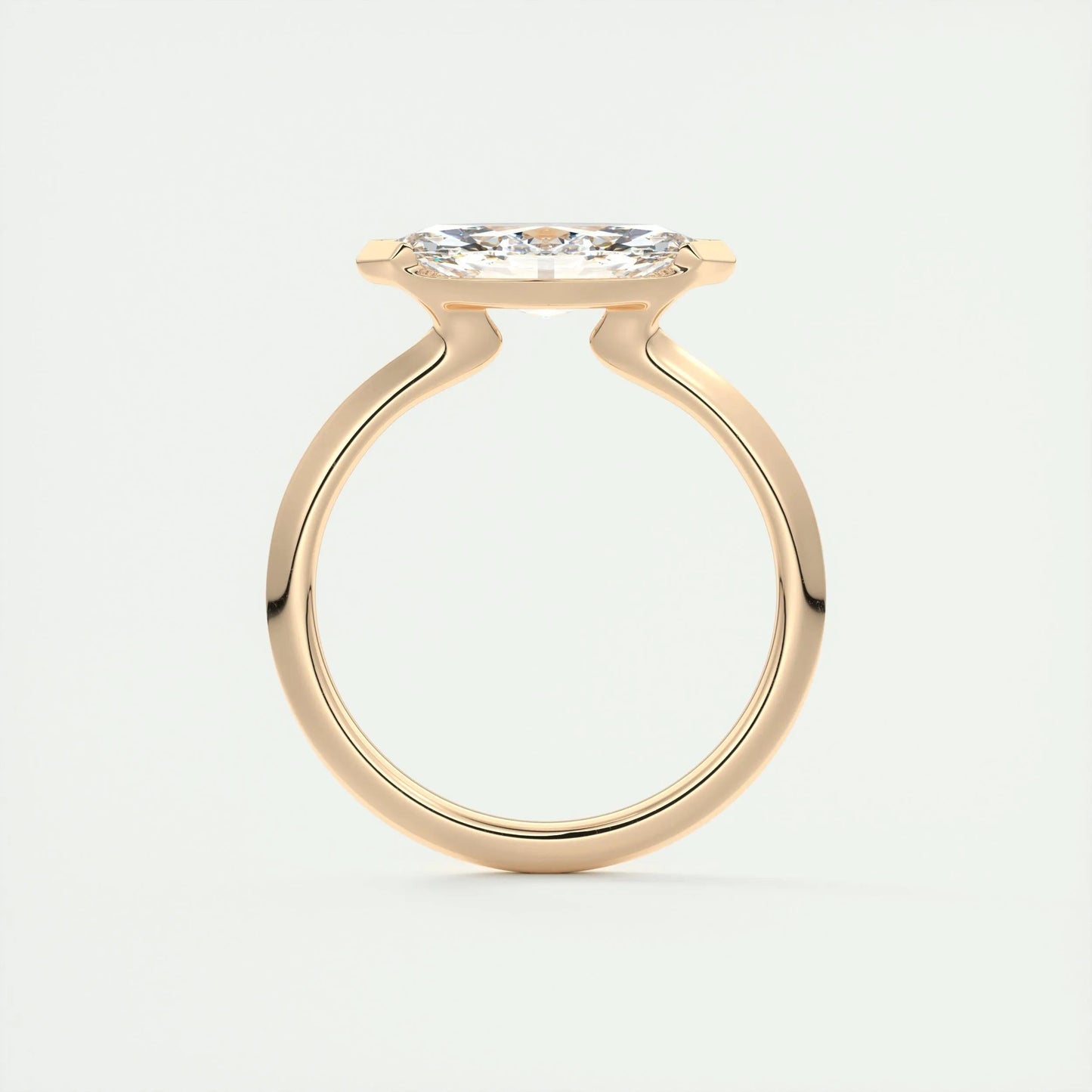 1.98 CT Marquise Half Bezel Solitaire Moissanite Engagement Ring