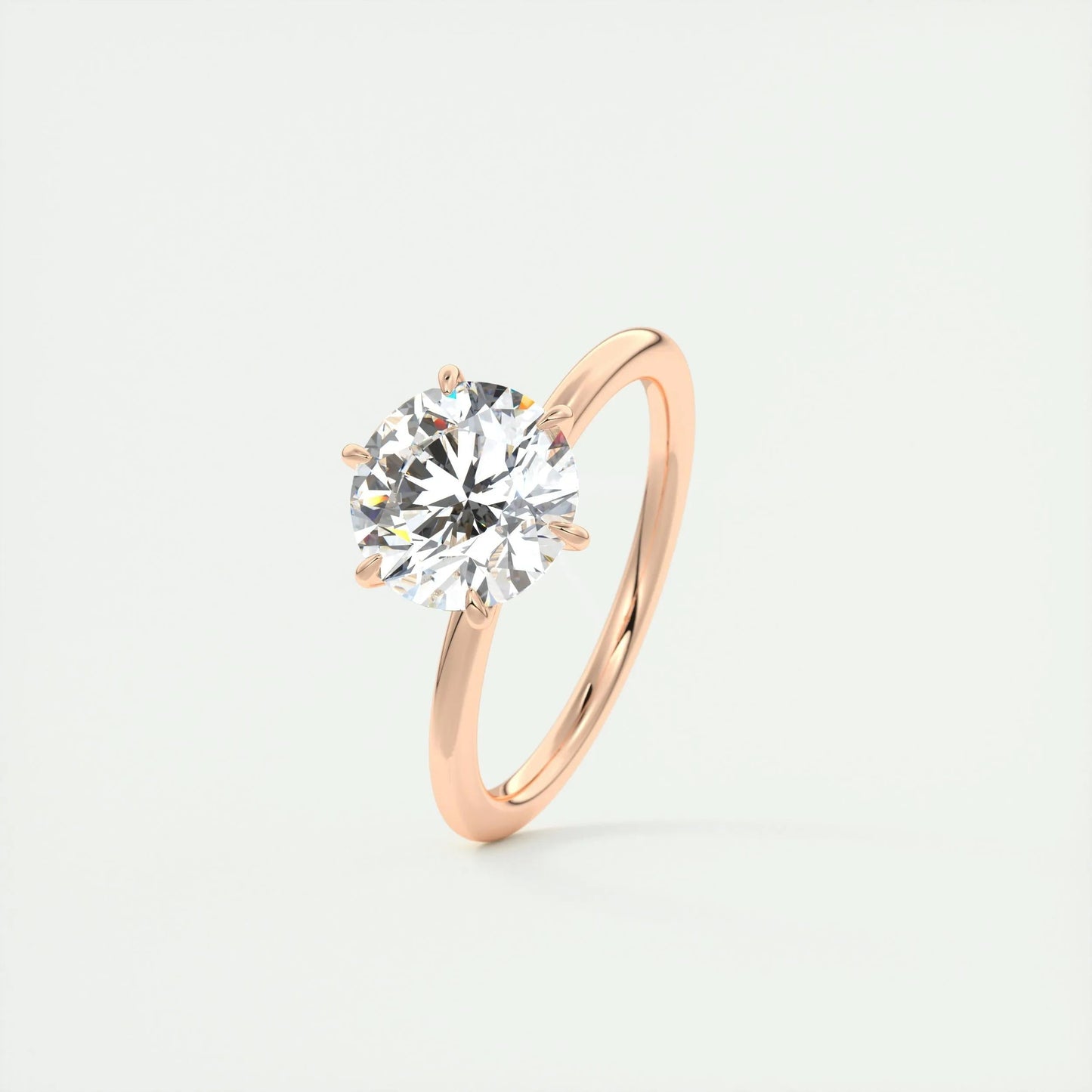 2.0 CT Round Cut Solitaire Moissanite Engagement Ring