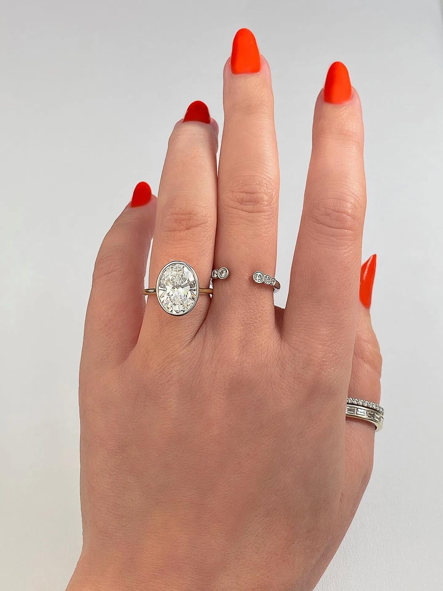 1.91 CT Oval Solitaire Bezel Moissanite Engagement Ring