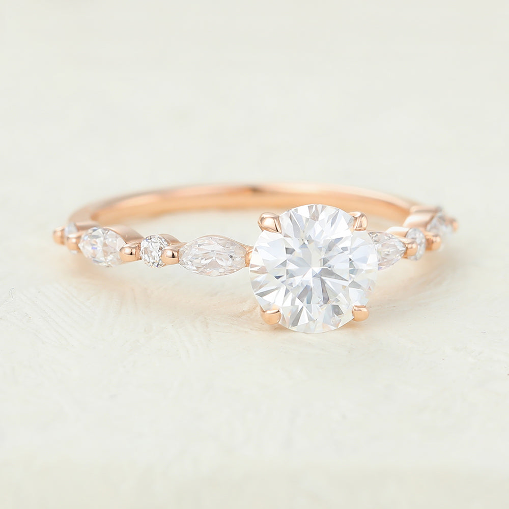 0.88 CT Round Pave Lab-Grown Diamond Engagement Ring