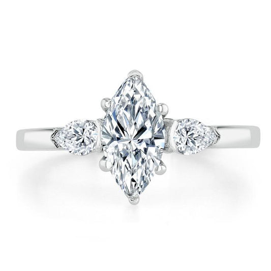 0.75 CT Marquise Cut Three Stone Moissanite Engagement Ring