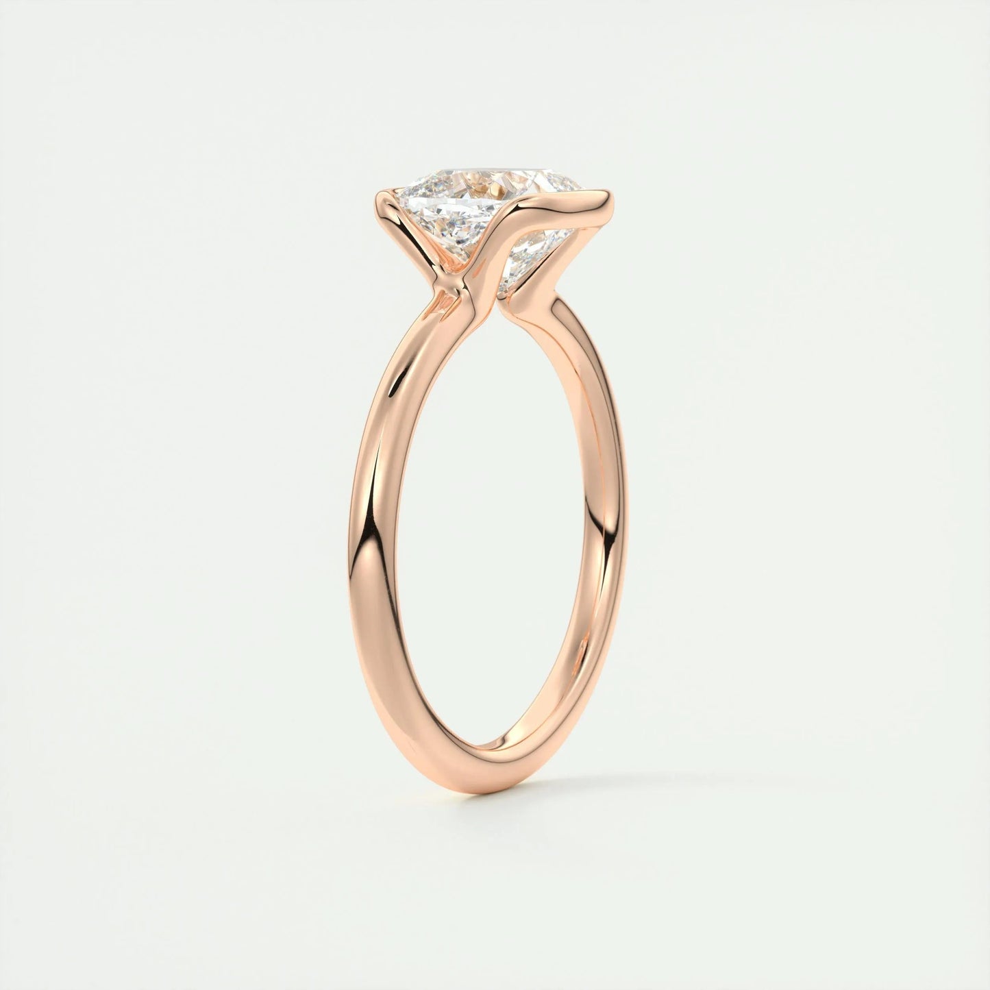 2.15 CT Cushion Half Bezel Solitaire Moissanite Engagement Ring