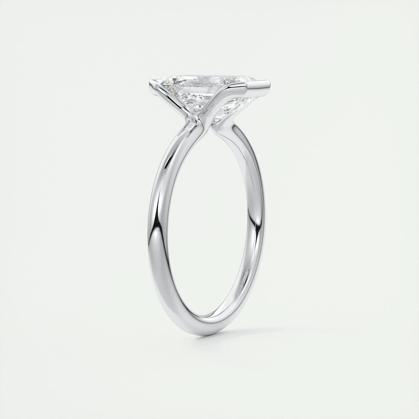 1.91 CT Emerald Half Bezel Solitaire Moissanite Engagement Ring