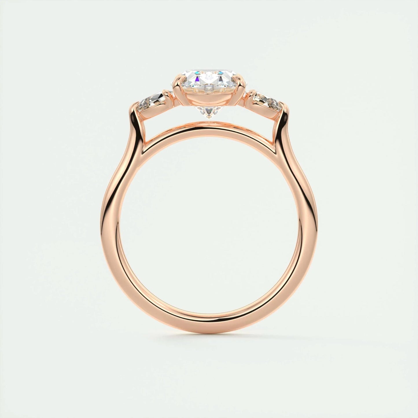 1.91 CT Oval Cut Three Stone Moissanite Engagement Ring
