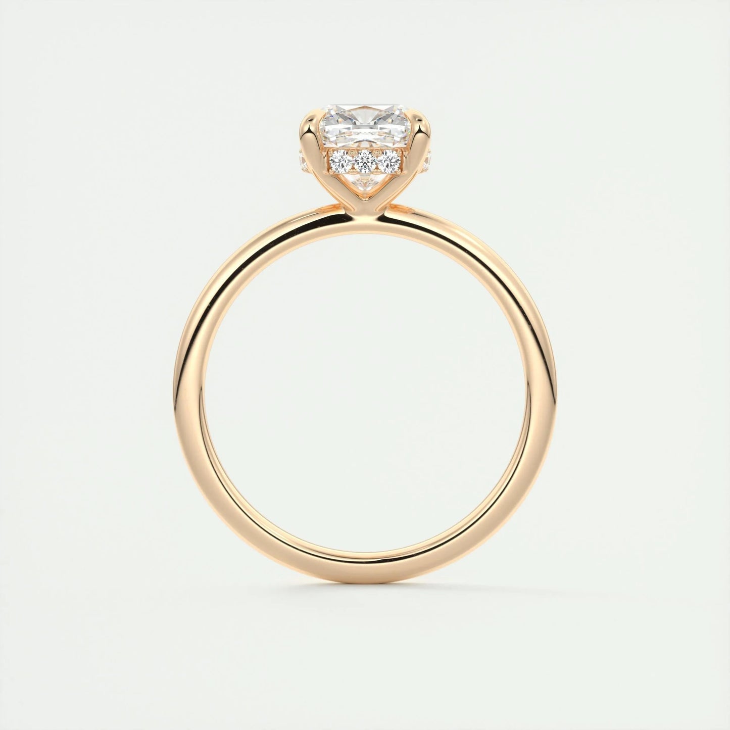 2.15 CT Cushion Solitaire Hidden Halo Moissanite Engagement Ring