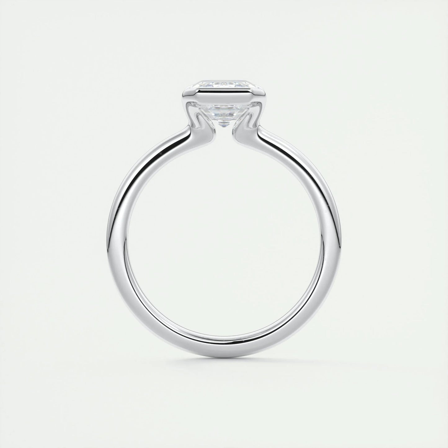 1.91 CT Emerald Half Bezel Solitaire Moissanite Engagement Ring