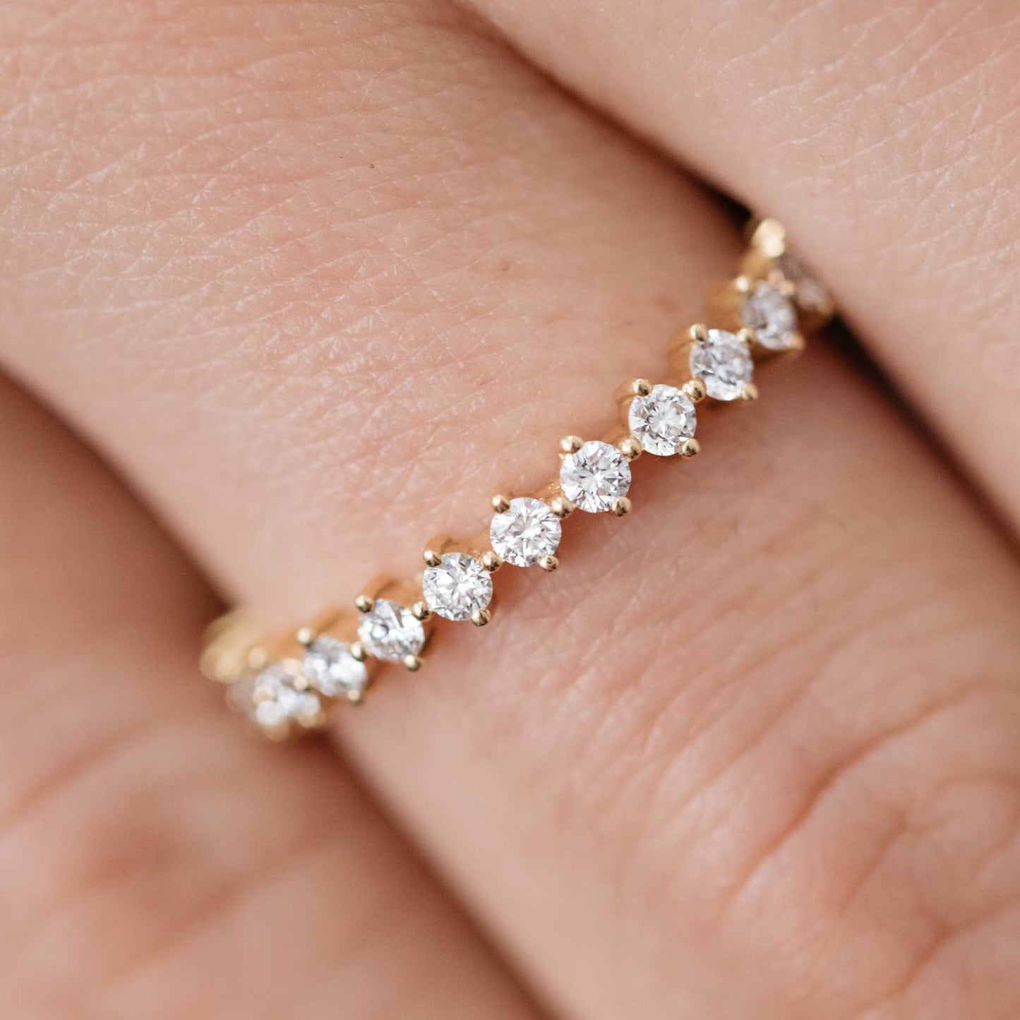 0.35 CT Round Shaped Moissanite Half Eternity Wedding Band