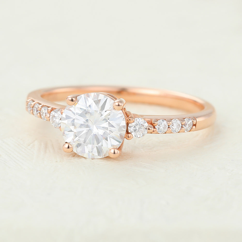 0.88 CT Round Pave Lab-Grown Diamond Engagement Ring