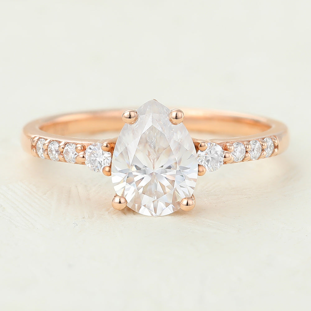 1 CT Pear Pave Lab-Grown Diamond Engagement Ring