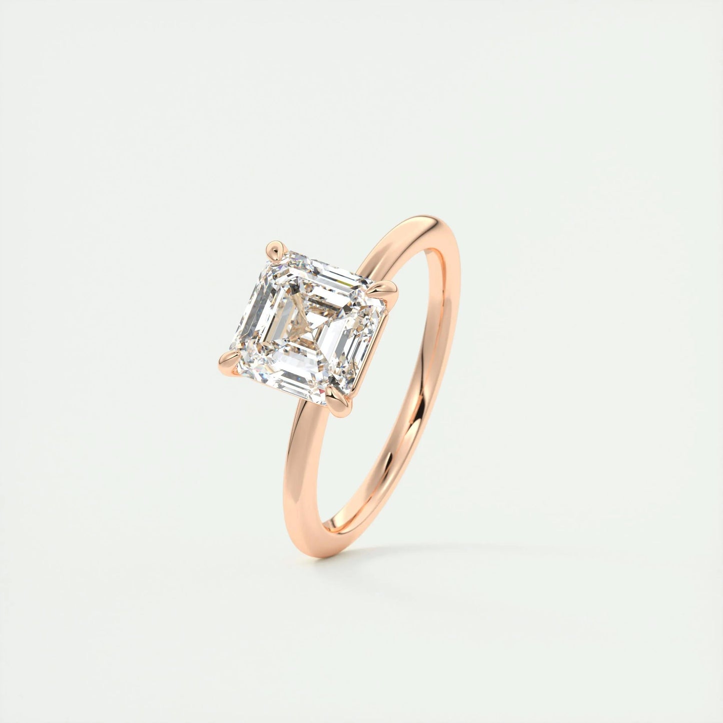 2.03 CT Asscher Cut Solitaire Moissanite Engagement Ring