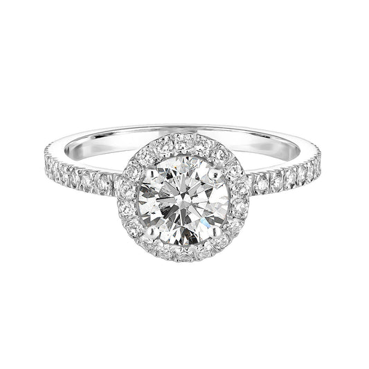 0.80 CT Round Shaped Moissanite Halo Engagement Ring