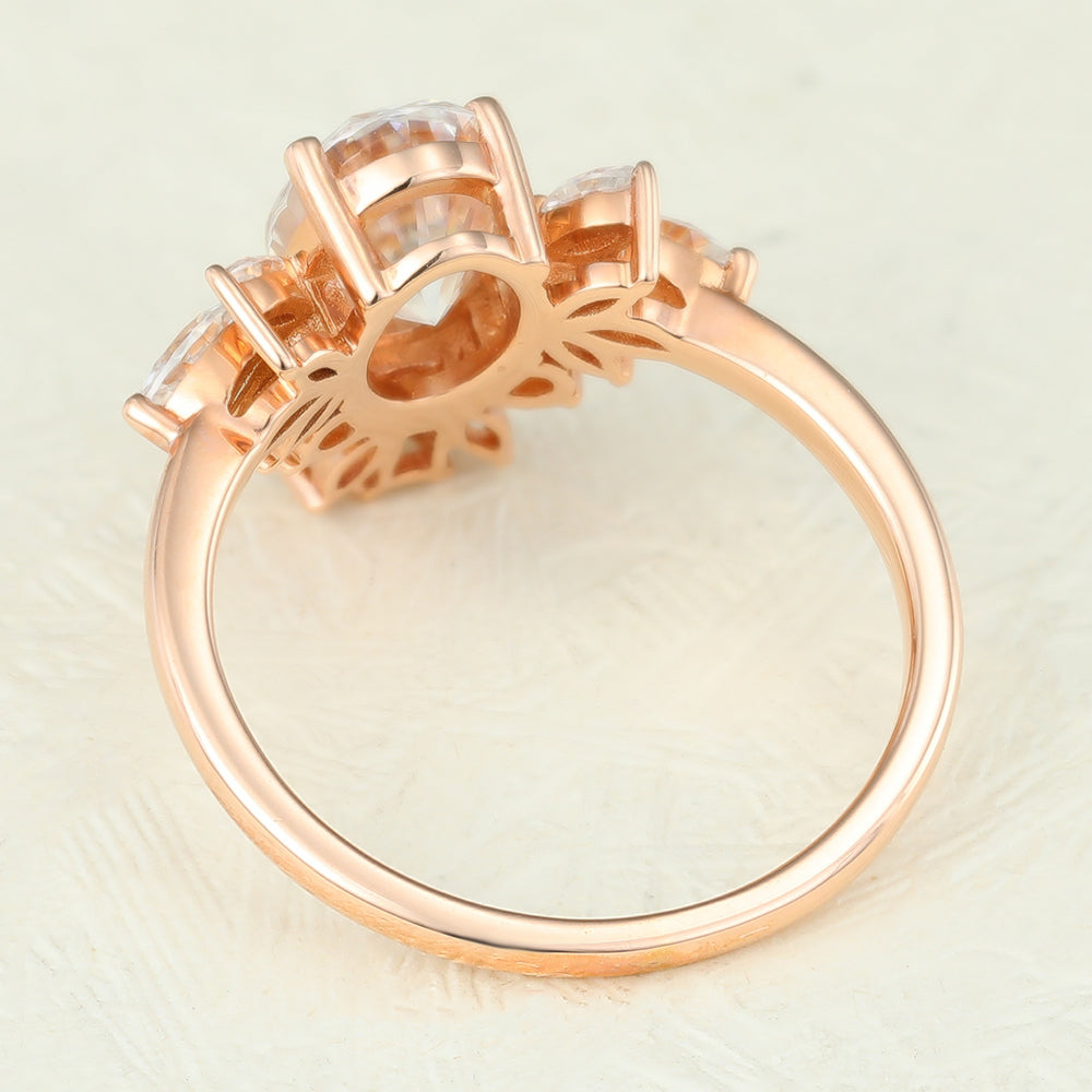1.33 CT Oval Cluster Lab-Grown Diamond Engagement Ring