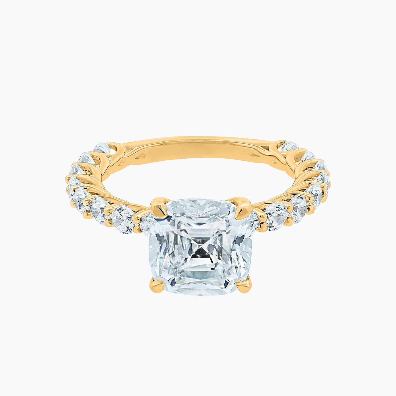 3.0 CT Cushion Shaped Moissanite Hidden Halo Engagement Ring