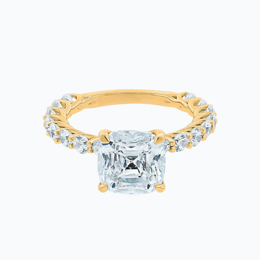3.0 CT Cushion Shaped Moissanite Hidden Halo Engagement Ring