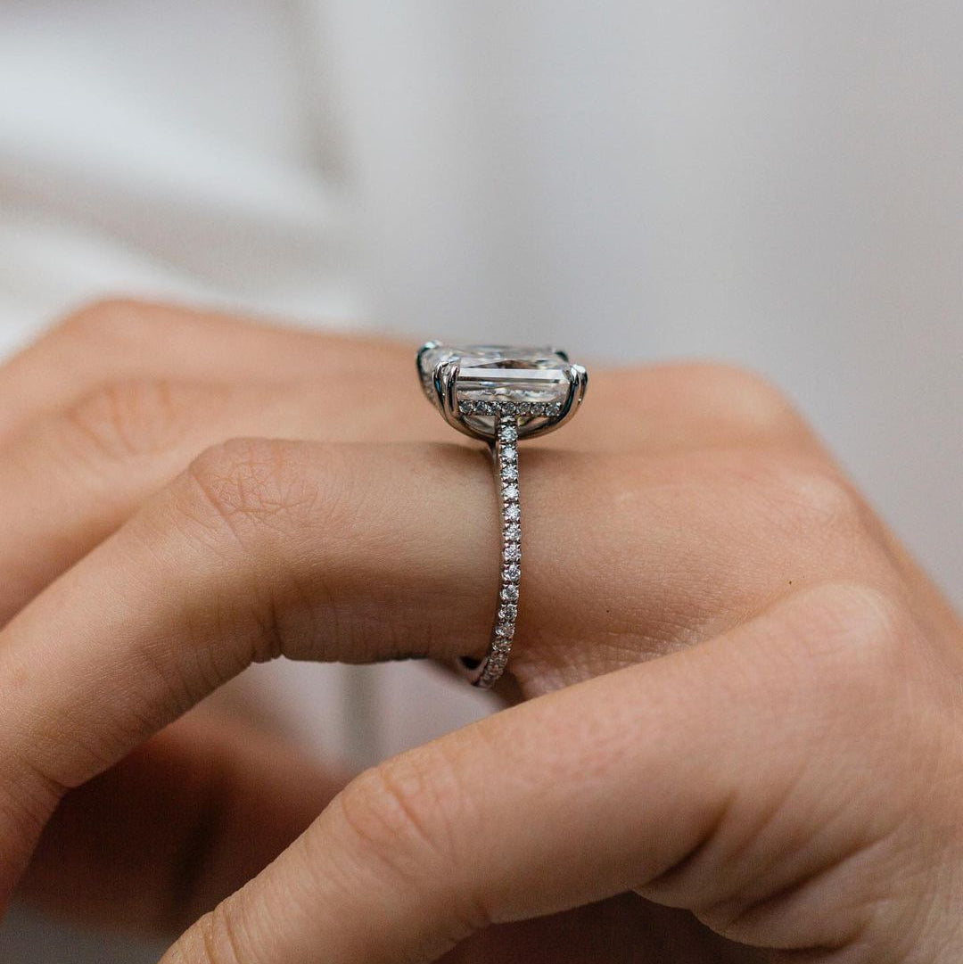 4.1 CT Radiant Pave Lab Grown Diamond Engagement Ring