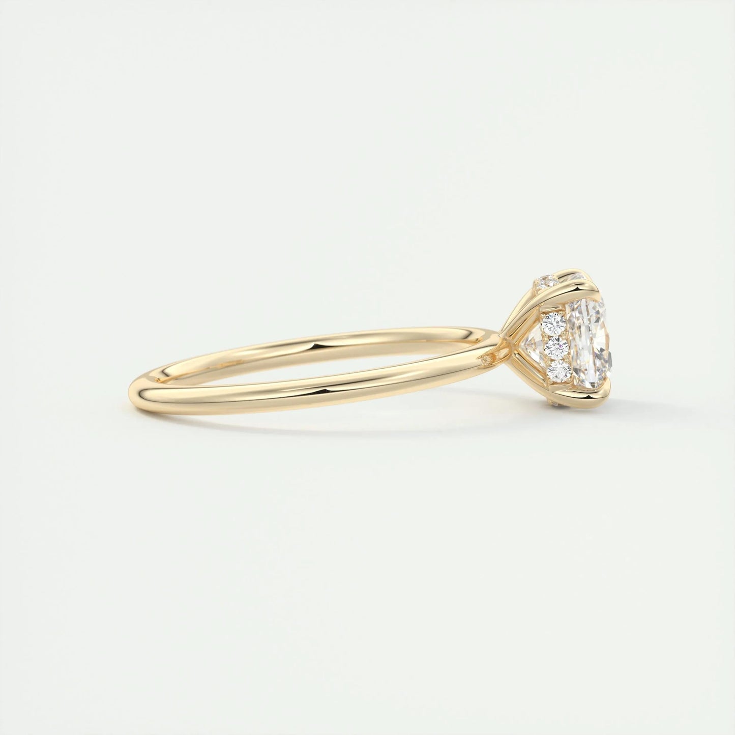 2.15 CT Cushion Solitaire Hidden Halo Moissanite Engagement Ring
