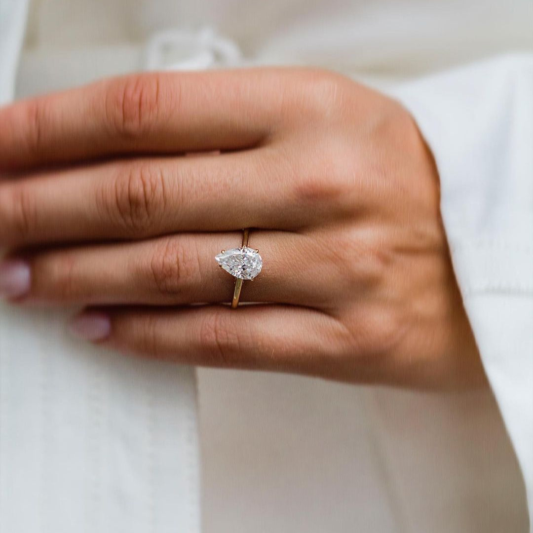 2.35 CT Pear Solitaire Lab Grown Diamond Engagement Ring