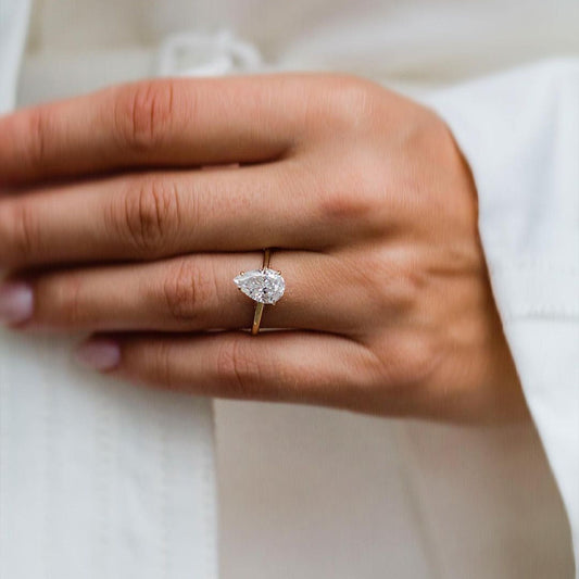 2.35 CT Pear Solitaire Lab Grown Diamond Engagement Ring