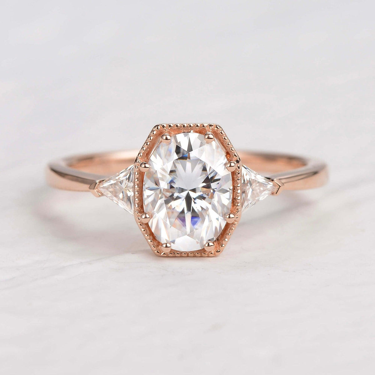 1.33 CT Oval Three Stone Lab Grown Diamond Engagement Ring