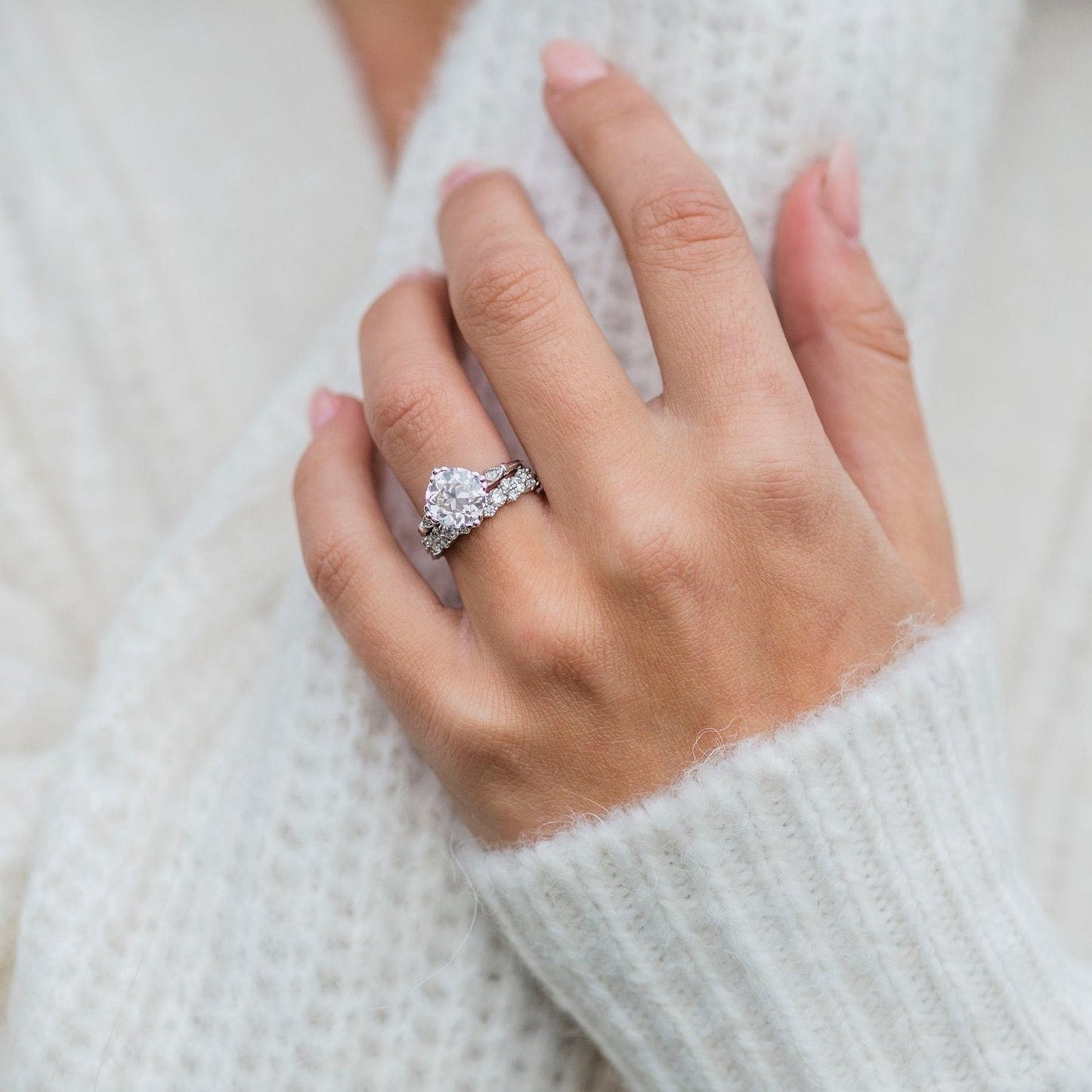 2.5 CT Round Vintage Pave Lab Grown Diamond Engagement Ring