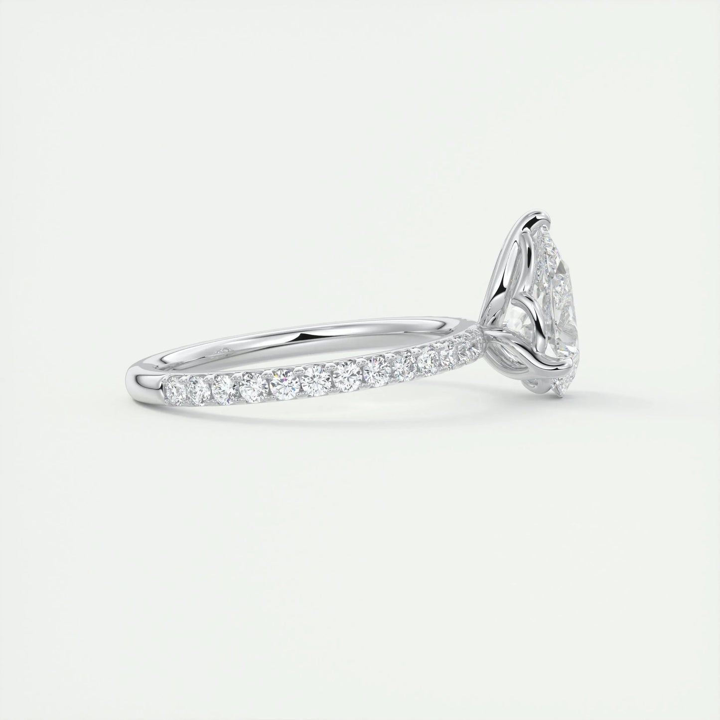 1.93 CT Pear Solitaire Pave Moissanite Engagement Ring