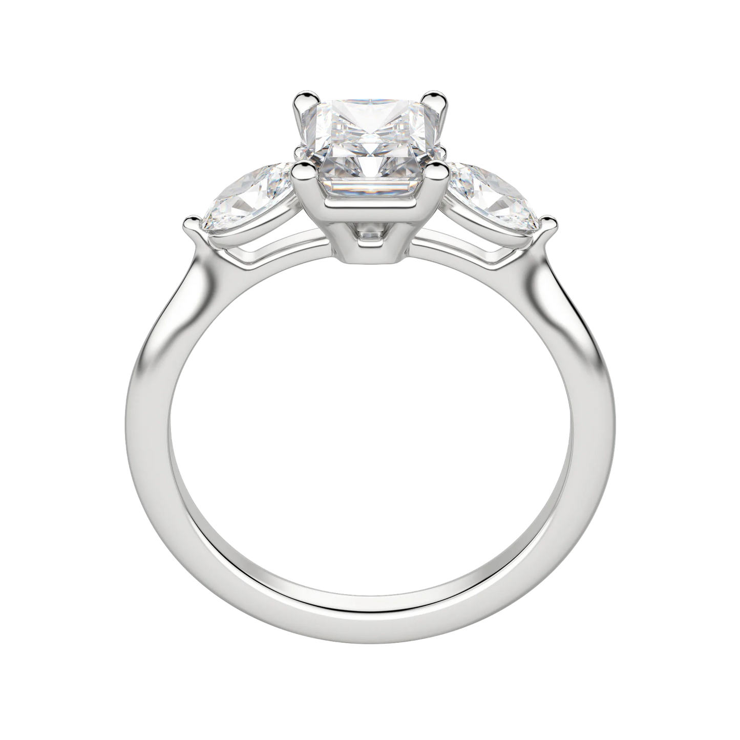 1.67 CT Radiant Cut 3 Stone Moissanite Engagement Ring