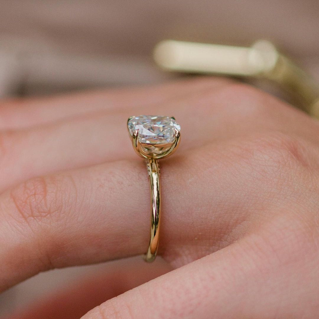 2.8 CT Cushion Hidden Halo Lab Grown Diamond Engagement Ring