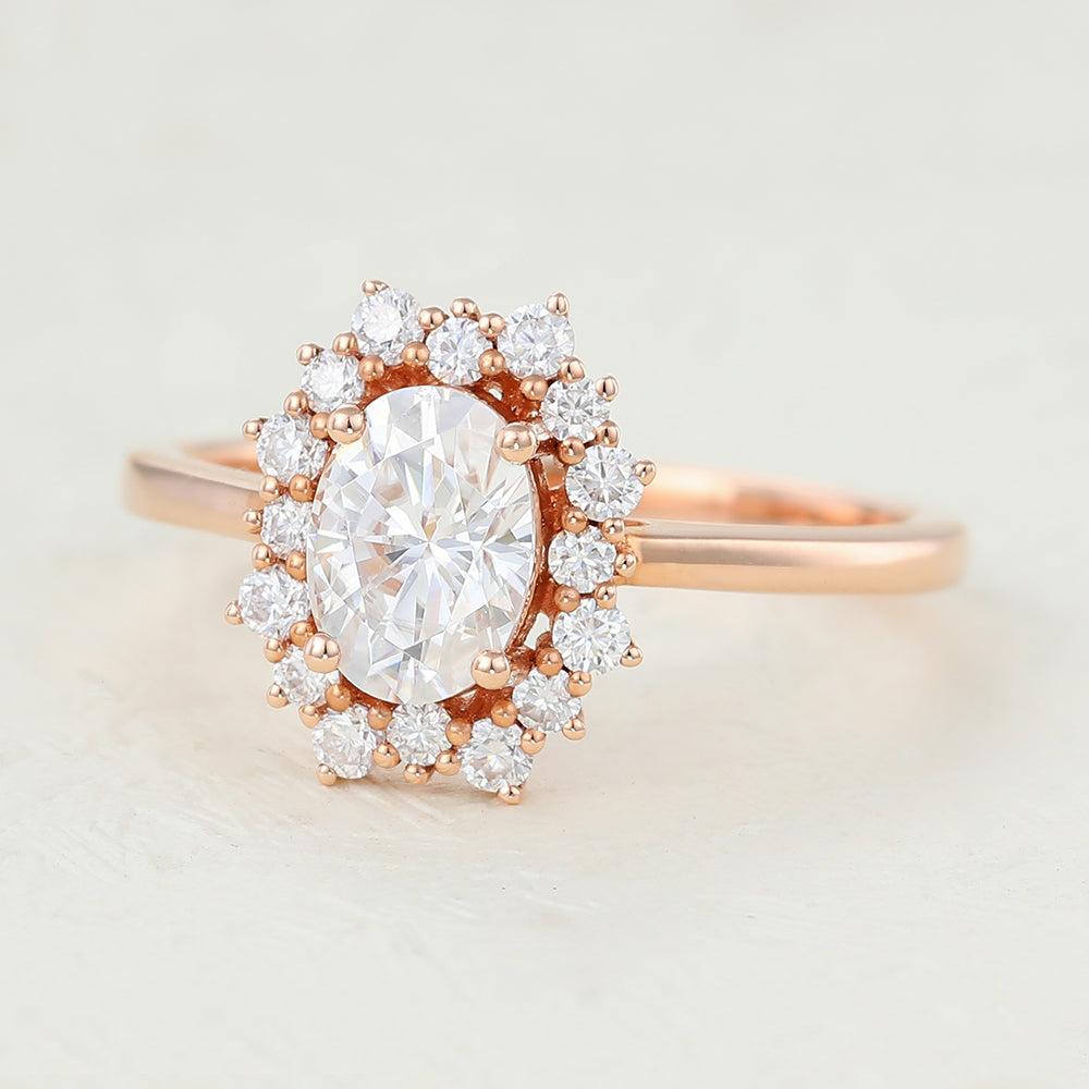 1 CT Oval Cluster Lab-Grown Diamond Engagement Ring