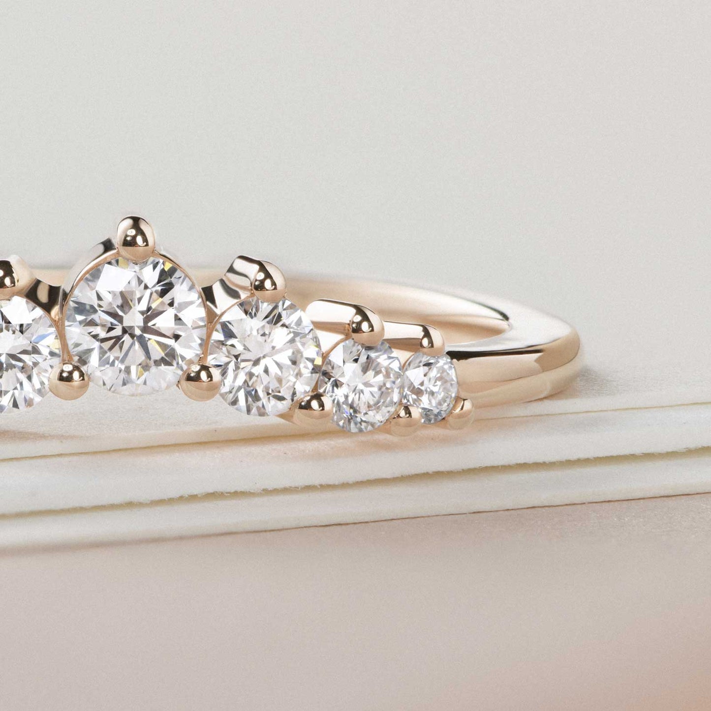 0.32 CT Round Shaped Moissanite Seven Stones Wedding Band