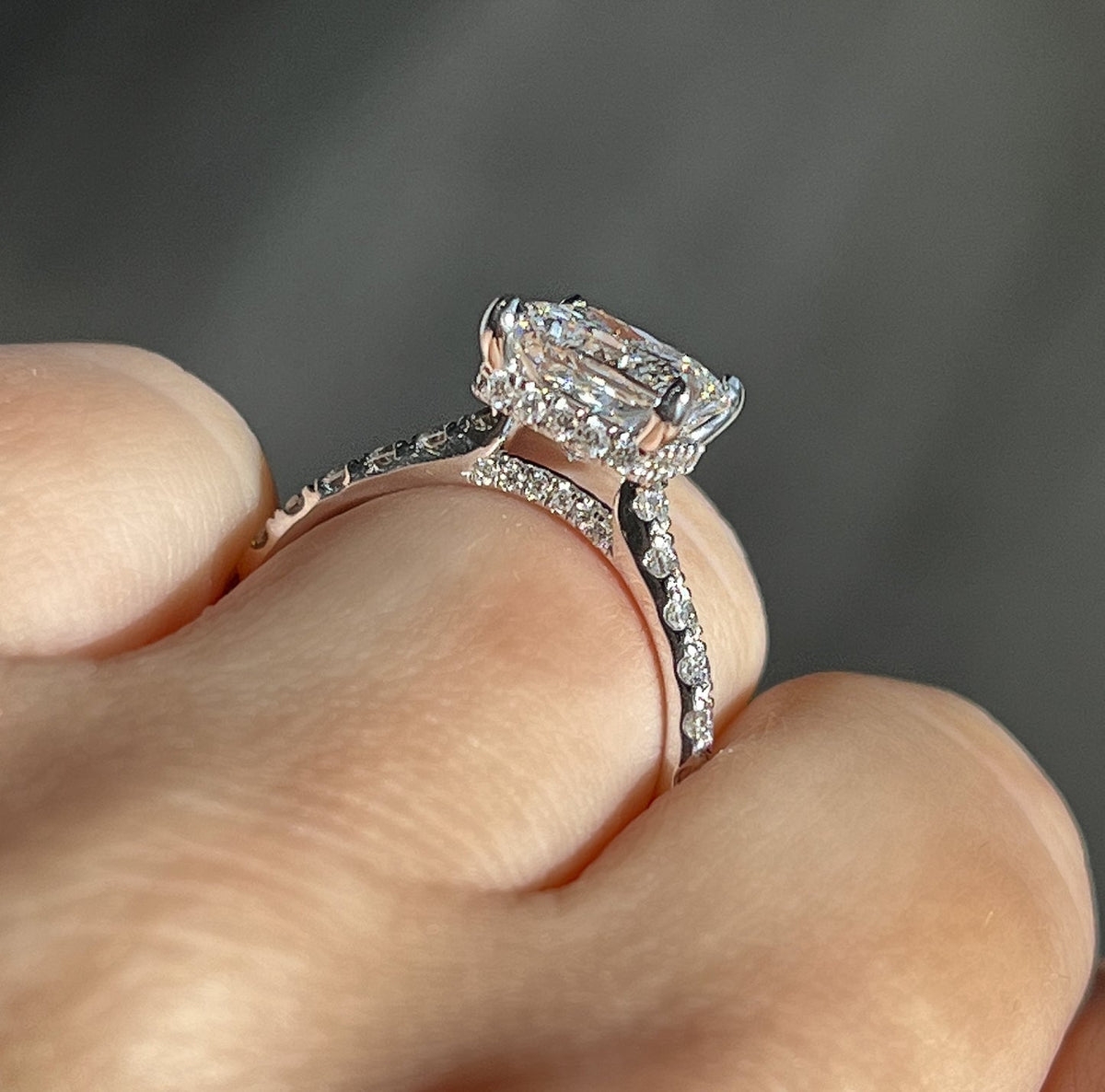 2.0 CT Princess Pave Moissanite Engagement Ring