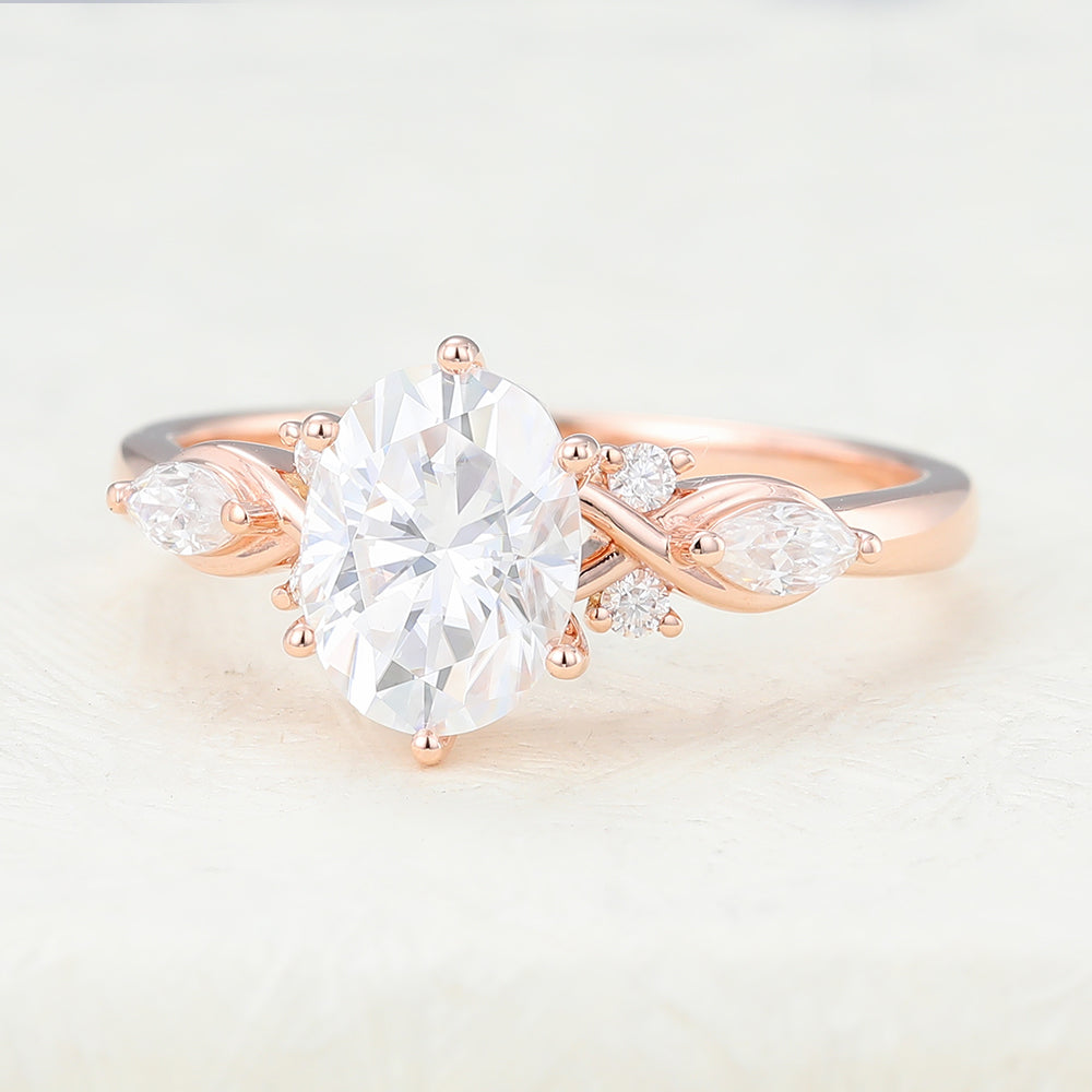 1.33 CT Oval Cluster Lab-Grown Diamond Engagement Ring