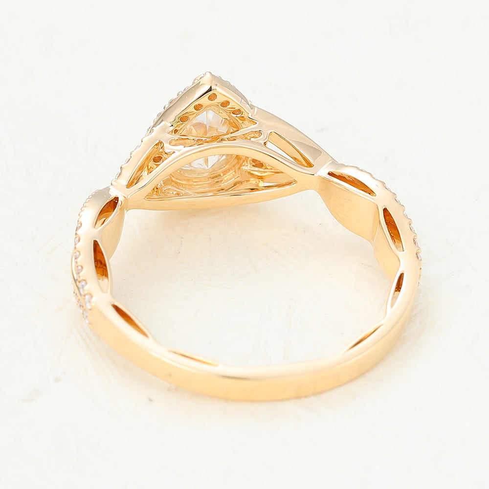 0.43 CT Pear Halo Pave & Criss-Cross Lab-Grown Diamond Engagement Ring