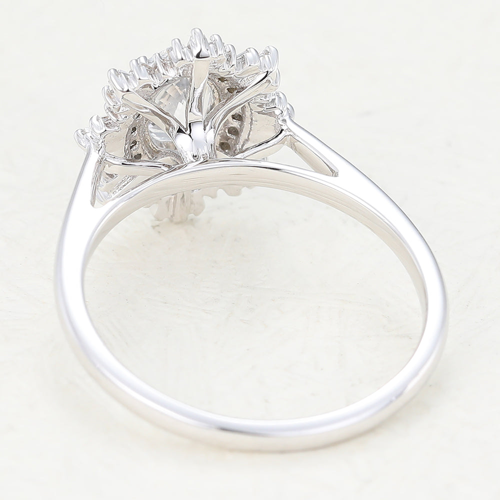 0.84 CT Oval Cluster Lab-Grown Diamond Engagement Ring