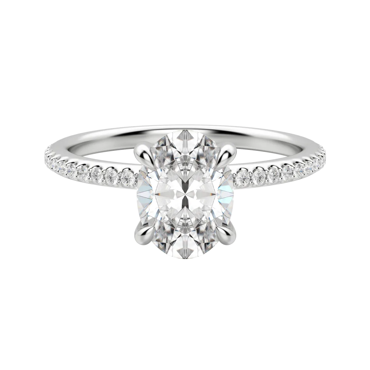 1.91 CT Oval Solitaire Moissanite Engagement Ring With Pave Setting