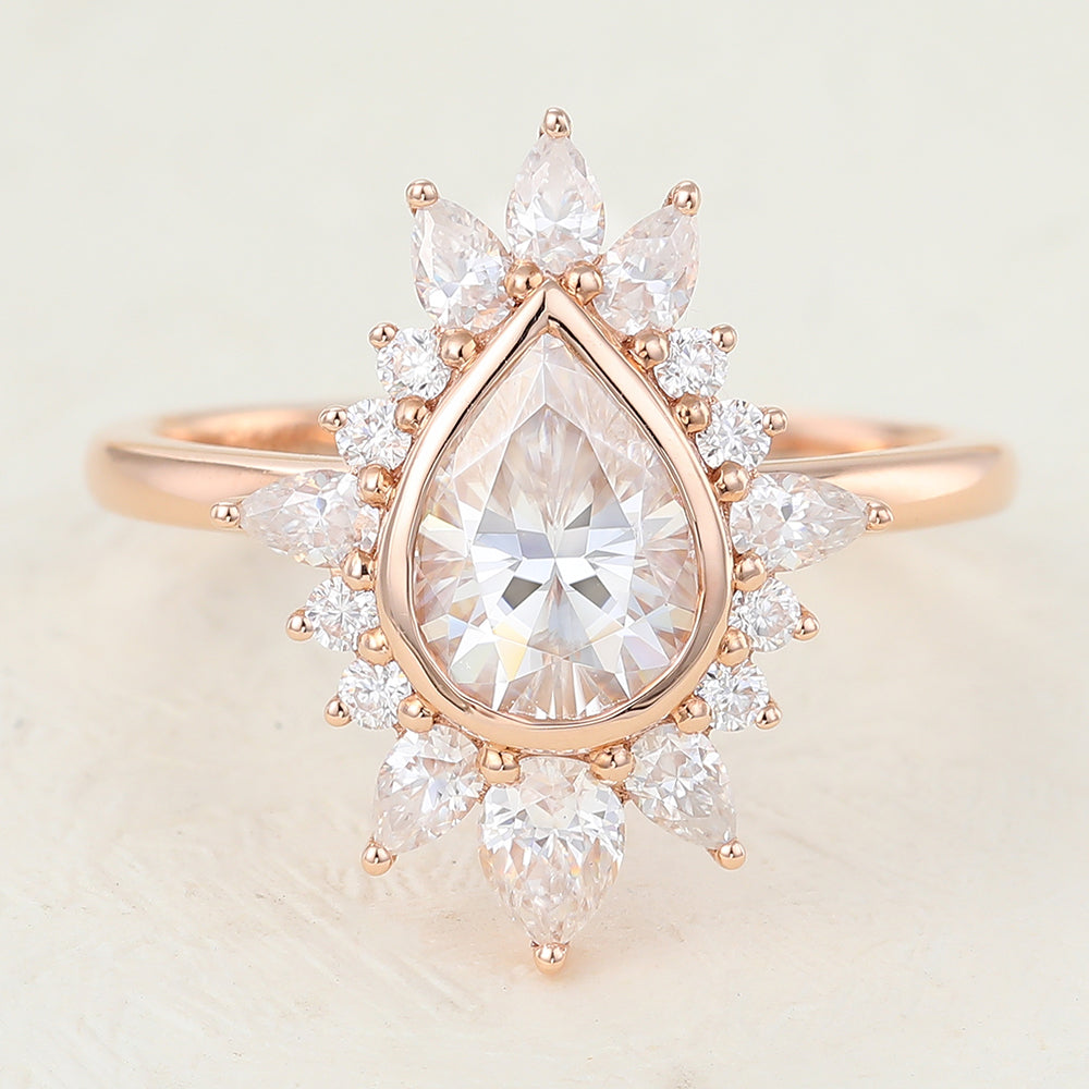 0.57 CT Pear Cluster Lab-Grown Diamond Engagement Ring