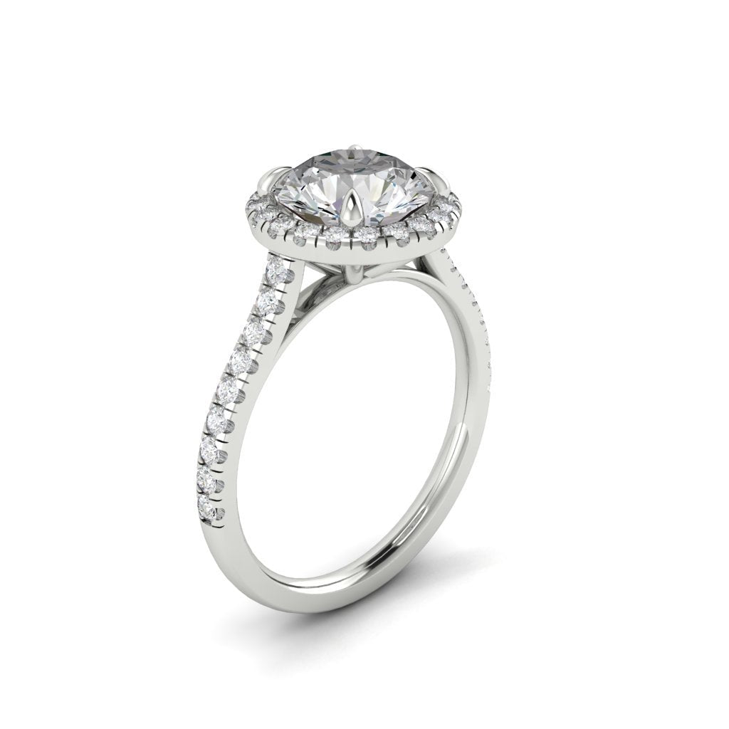 1.5 CT Round Cut Halo Pave Moissanite Engagement Ring