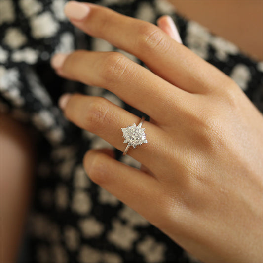 2.1 CT Oval Shaped Halo Moissanite Engagement Ring