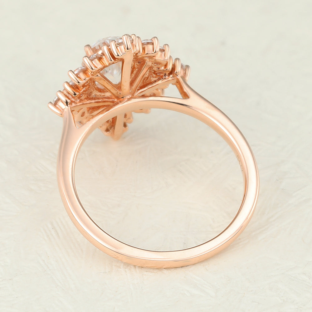 1.33 CT Oval Cluster Lab-Grown Diamond Engagement Ring