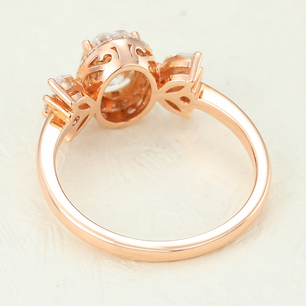 0.84 CT Oval Cluster Lab-Grown Diamond Engagement Ring