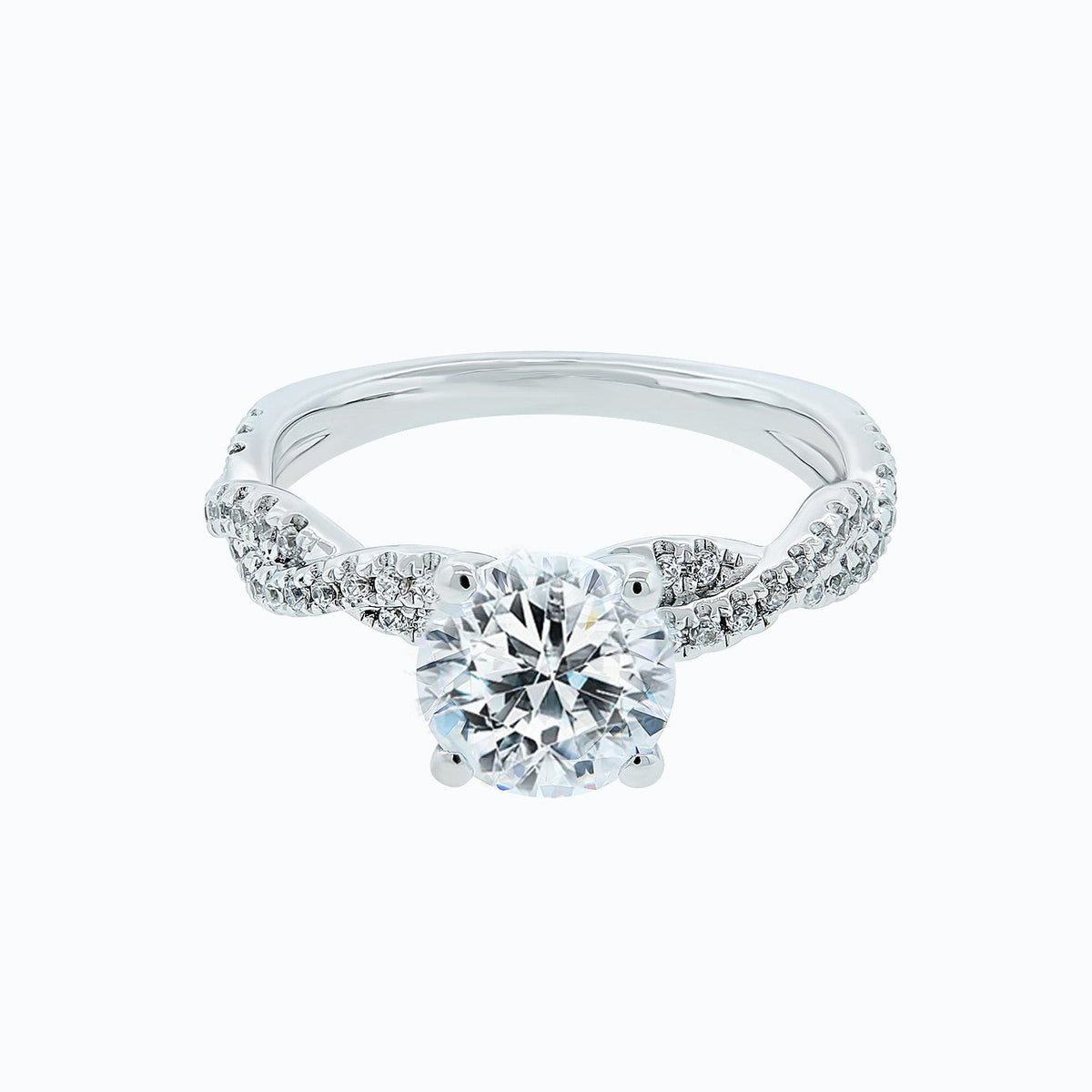 1.50 CT Round Twisted Pave Lab Grown Diamond Engagement Ring