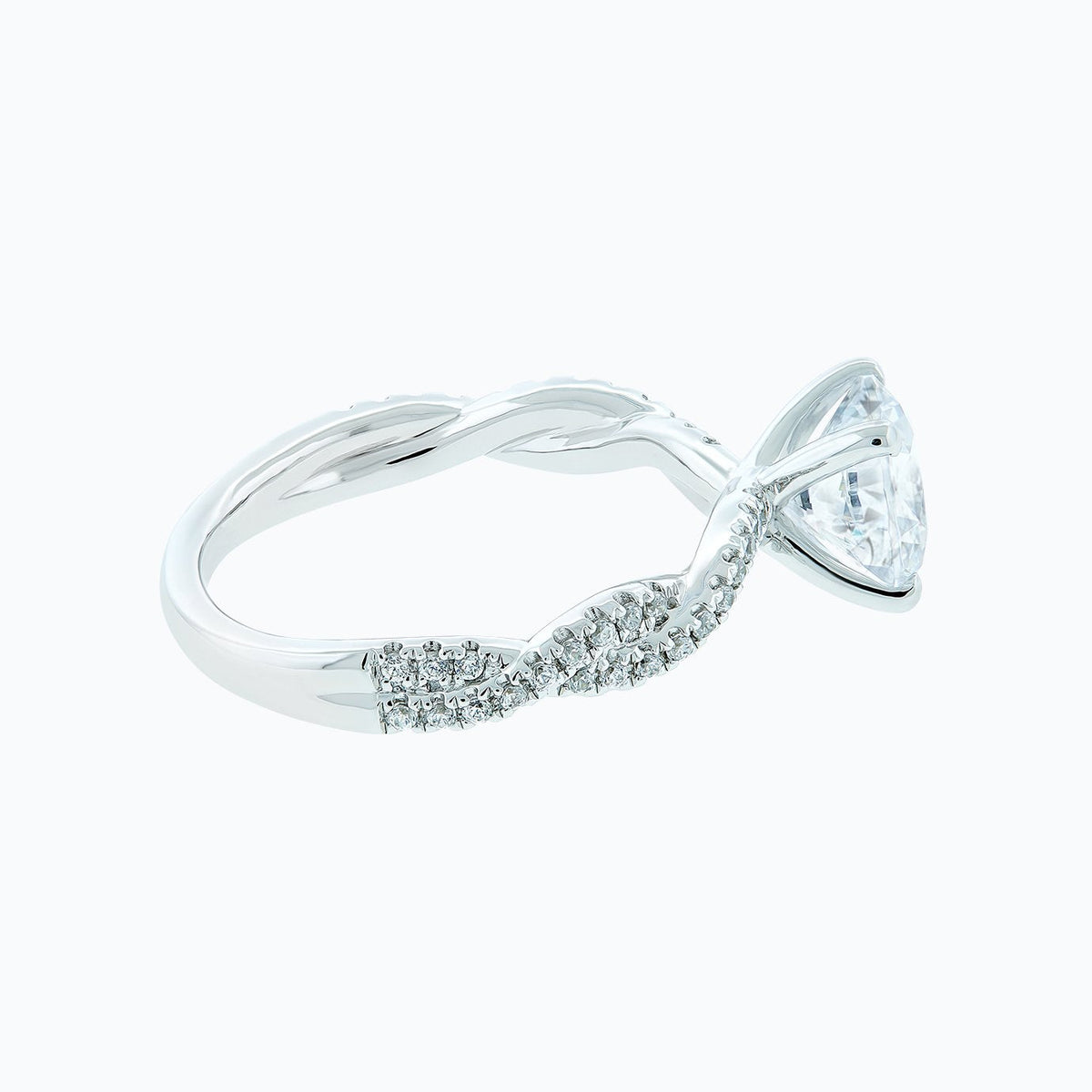 1.50 CT Round Twisted Pave Lab Grown Diamond Engagement Ring