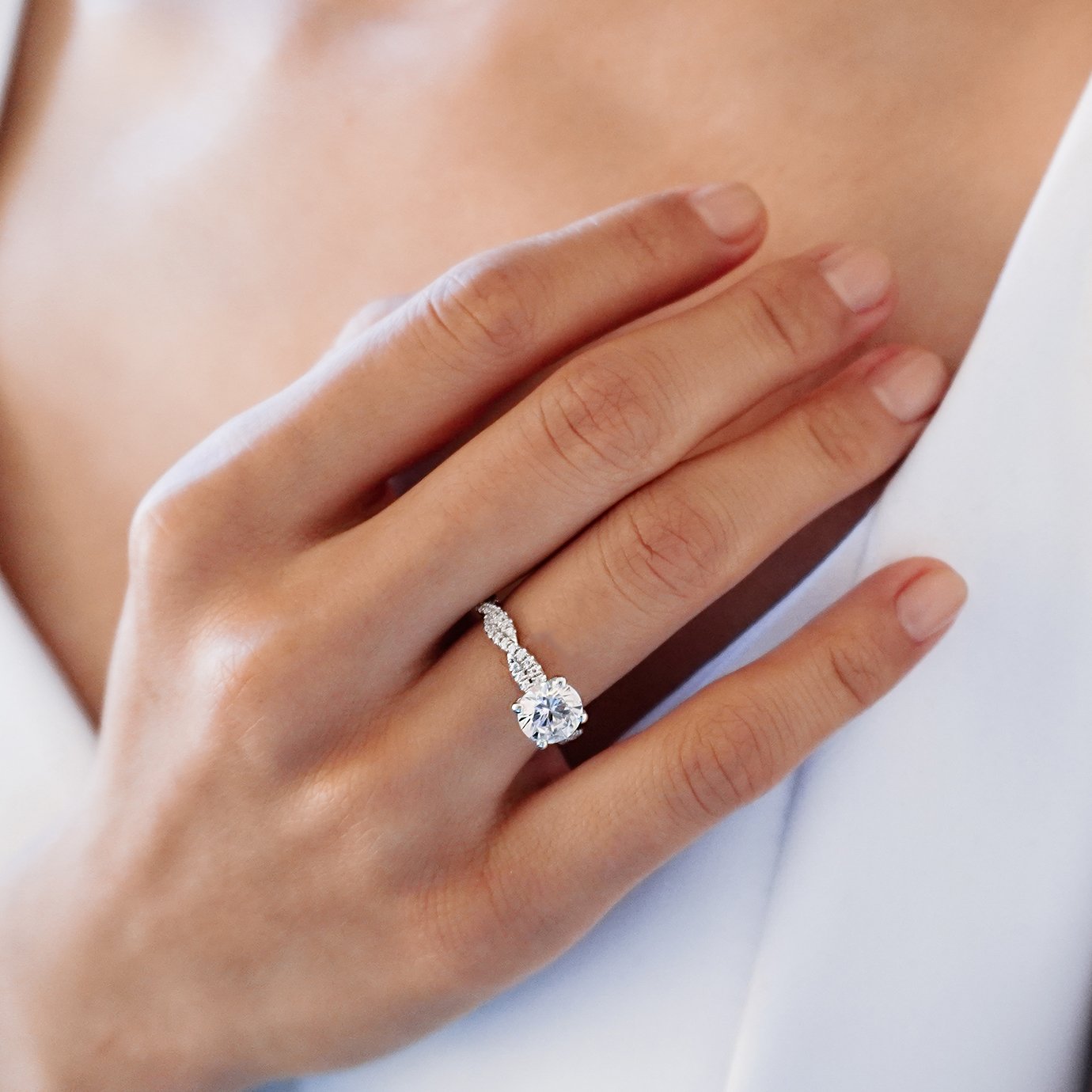 1.50 CT Round Shaped Moissanite Solitaire Twisted Engagement Ring